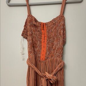 Aeropostale Orange and White Textured Jumpsuit